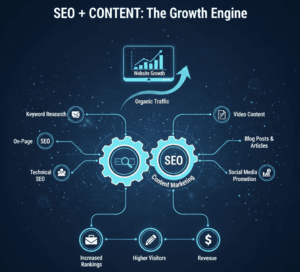 how SEO and content marketing work together for website growth.